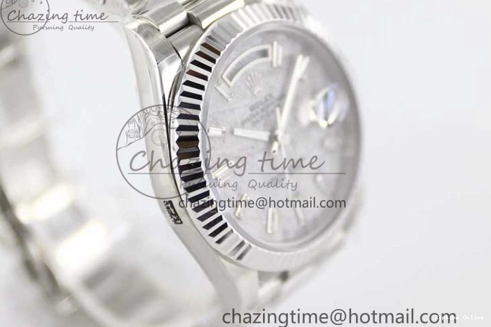 0126 FashionForward Day Date 40mm SS 904L Steel TWF 1:1 Best Edition Meteorite Crystal Dial on SS Bracelet A 2360